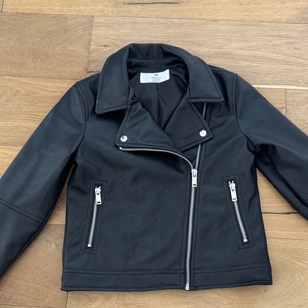 H&M Black Faux Leather Moto Jacket